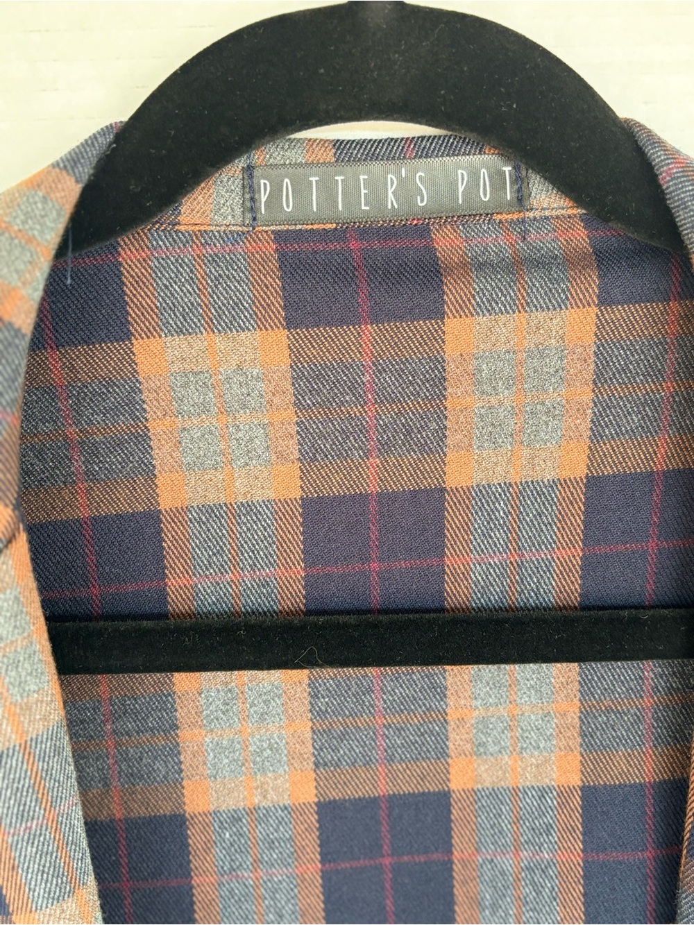 Potter's Pot Navy, Orange & Gray Plaid Blazer Jacket